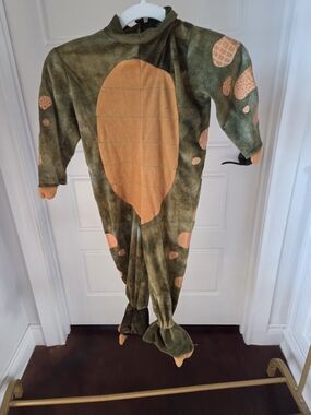 Kids Green & Orange Dino One-Piece Costume